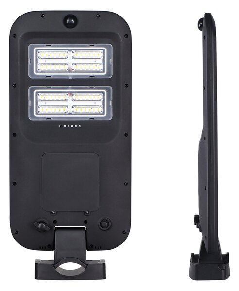 Lampione stradale Led 180W Nero con pannello solare IP65 Bianco freddo 6500K con sensore crepuscolare e di movimento Aigostar