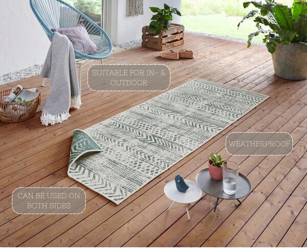 Tappeto per esterni verde e crema , 80 x 350 cm Biri - NORTHRUGS