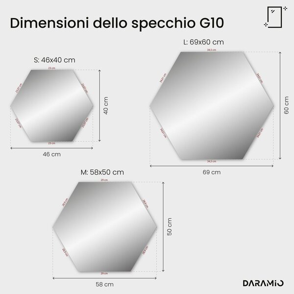 Specchio atipico con luce LED G10