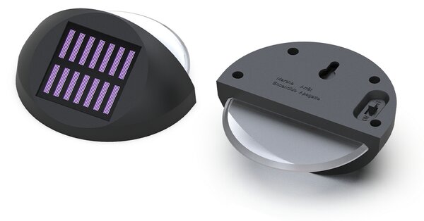 Applique Led 1W Nero Rotondo con pannello solare IP44 Bianco caldo 2700K con sensore crepuscolare Aigostar