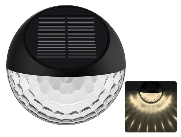 Applique Led 2W Nero con pannello solare IP44 Bianco caldo 2700K con sensore crepuscolare Aigostar