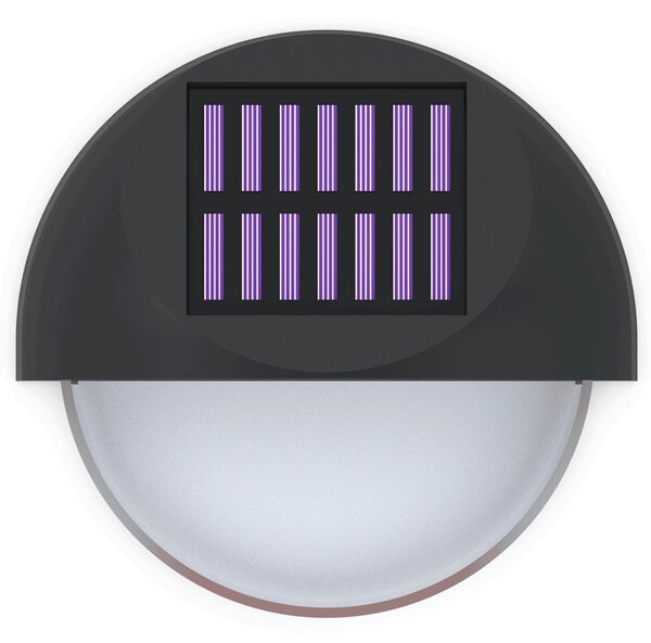 Applique Led 1W Nero Rotondo con pannello solare IP44 Bianco caldo 2700K con sensore crepuscolare Aigostar
