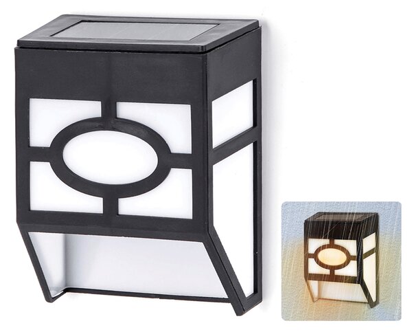 Applique Led 1W Nero con pannello solare IP44 Bianco caldo 2700K con sensore crepuscolare Aigostar