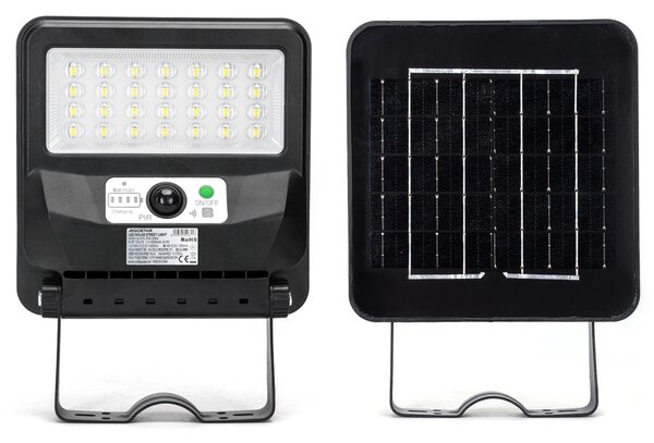 Lampione stradale Led 50W Nero con pannello solare IP65 Bianco freddo 6500K con sensore crepuscolare e di movimento Aigostar
