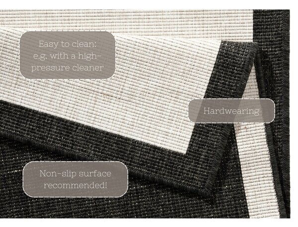 Tappeto da esterno nero e crema , 80 x 150 cm Panama - NORTHRUGS