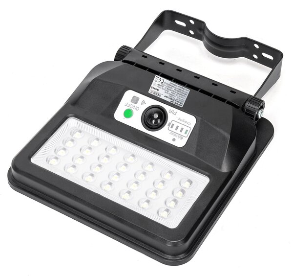 Lampione stradale Led 50W Nero con pannello solare IP65 Bianco freddo 6500K con sensore crepuscolare e di movimento Aigostar
