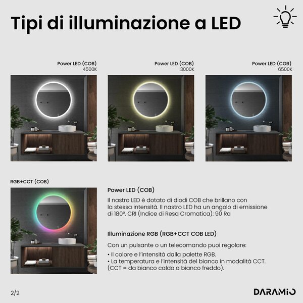 Specchio rotondo con luce LED E1