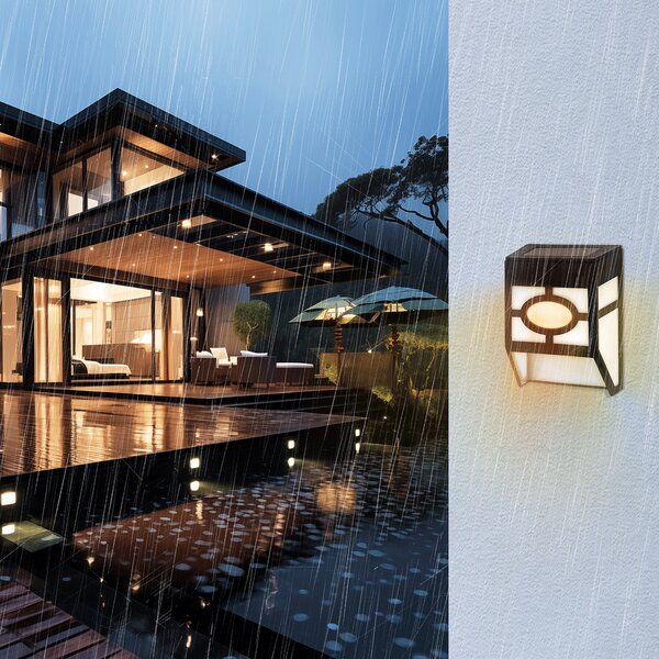 Applique Led 1W Nero con pannello solare IP44 Bianco caldo 2700K con sensore crepuscolare Aigostar