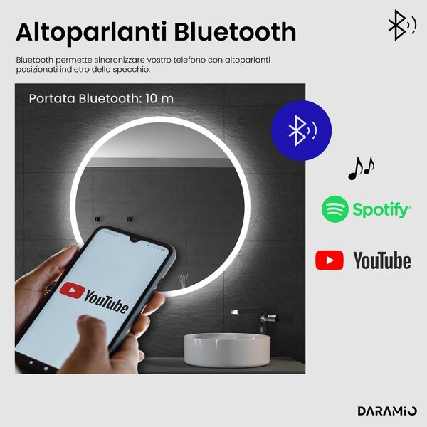 Specchio rotondo con luce LED E1