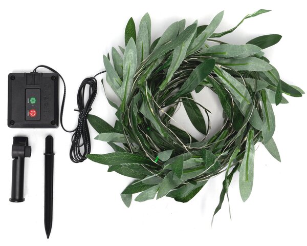 Catena decorata con foglie di ulivo a energia solare 50 Led 2 metri Bianco caldo Aigostar