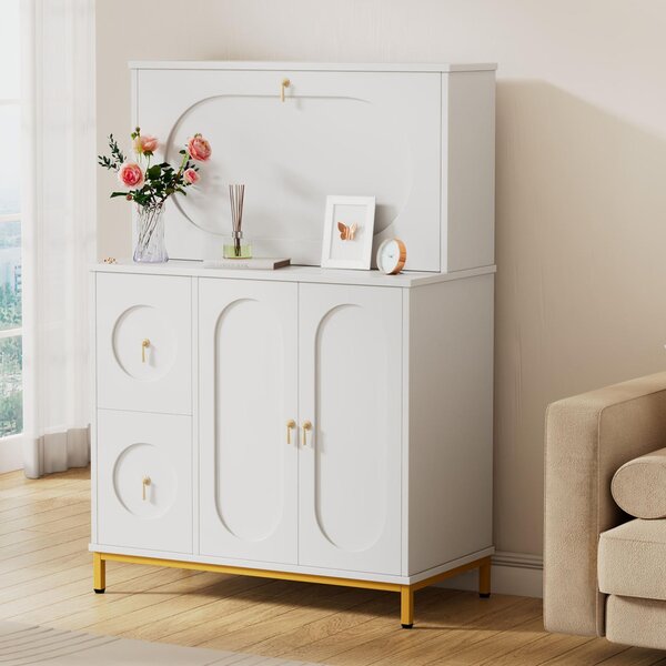 Credenza cucina alta con ripiani e tavolo da lavoro pieghevole, armadio cucina dispensa,100×51×150 cm, bianco | Aosom Italy