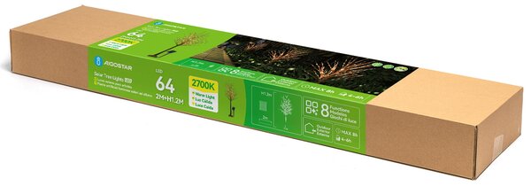 Albero luminoso Led rattan con tronco e base 120 cm Bianco caldo 2700K con pannello solare Aigostar