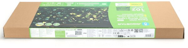 Siepe artificiale luminosa 102 Led a energia solare Recinzione grigliato in legno con foglie di eucalipto da 2 metri alta 50cm Bianco caldo Aigostar