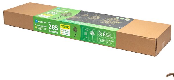 Albero luminoso Led eucalipto con tronco e base 60 cm Bianco caldo 2700K con pannello solare Aigostar