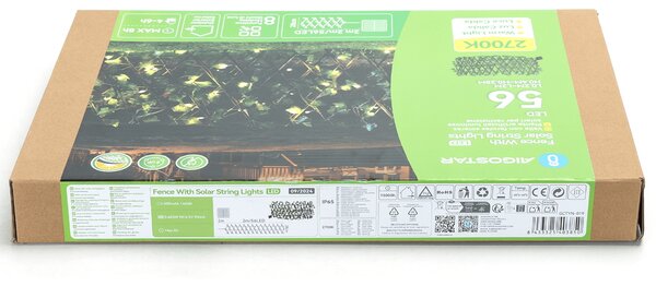 Siepe artificiale luminosa 56 Led a energia solare Recinzione grigliato in legno con foglie di edera da 2 metri alta 30cm Bianco caldo Aigostar