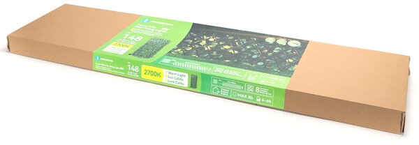 Siepe artificiale luminosa 148 Led a energia solare Recinzione grigliato in legno con foglie di eucalipto da 2 metri alta 1 metro Bianco caldo Aigostar