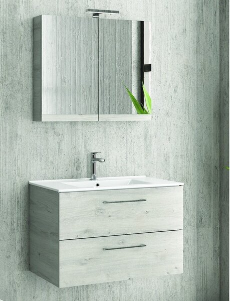 Mobile bagno 75 cm lavabo incasso e due cassetti NEL-75 - KAMALU