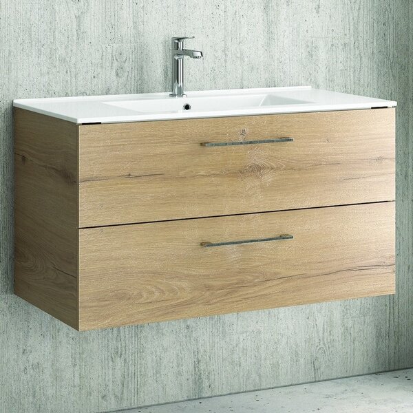 Mobile bagno 90 cm lavabo incasso e due cassetti NEL-90 - KAMALU