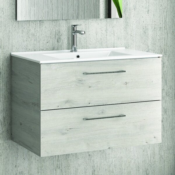 Mobile bagno 75 cm lavabo incasso e due cassetti NEL-75 - KAMALU