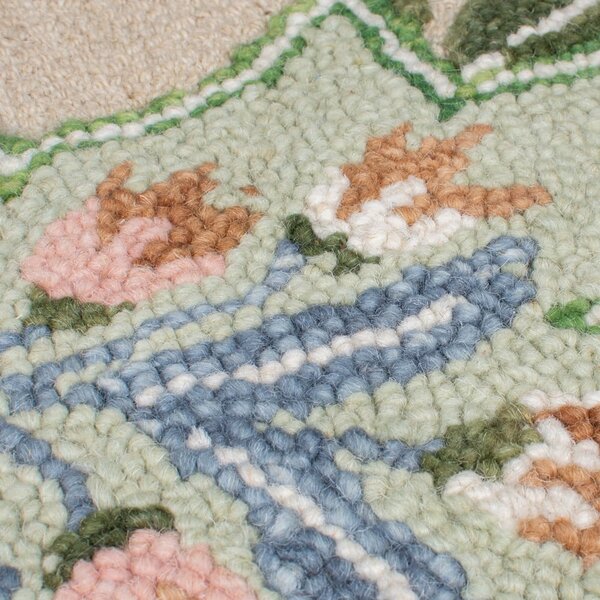 Passatoia verde in lana tessuta a mano 60x230 cm Bryony Shaped Floral - Flair Rugs