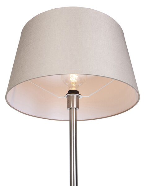 Lampada da terra moderna in acciaio con paralume color tortora 45 cm - Simplo
