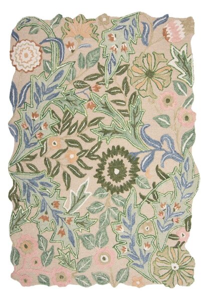 Tappeto verde in lana tessuto a mano 120x170 cm Bryony Shaped Floral - Flair Rugs