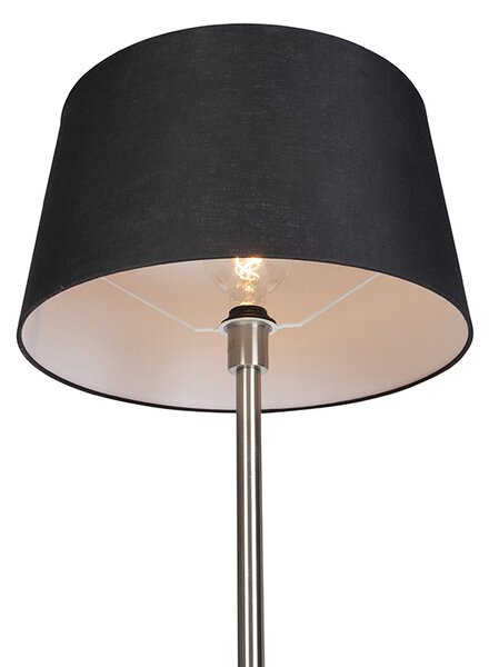 Lampada da terra acciaio paralume nero 45 cm - SIMPLO