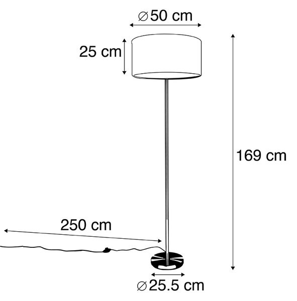 Lampada da terra in acciaio con paralume rosa 50 cm - Simplo