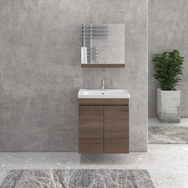Mobile bagno sospeso da 65cm con lavabo incasso SV-65A - KAMALU