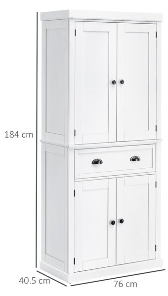 HOMCOM Mobile Cucina con Armadietto Superiore e Inferiore e Cassetto Centrale in MDF, Truciolato e Metallo, 76x40.5x184cm, Bianco|Aosom