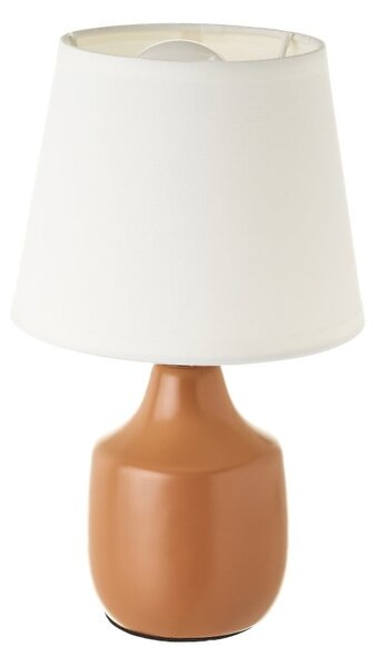 Lampada da tavolo in ceramica bianco-marrone con paralume in tessuto (altezza 24 cm) - Casa Selección