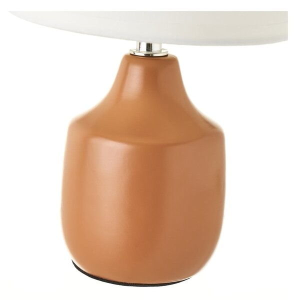 Lampada da tavolo in ceramica bianco-marrone con paralume in tessuto (altezza 24 cm) - Casa Selección