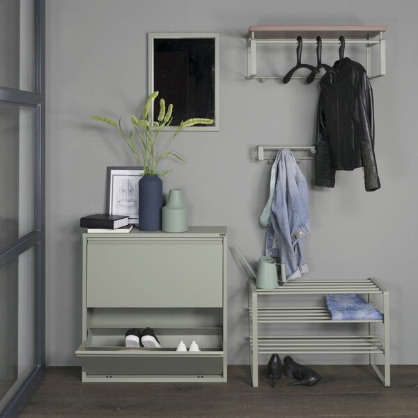 Scarpiera verde polveroso in metallo 70x48,5x29 cm Rex – Spinder Design