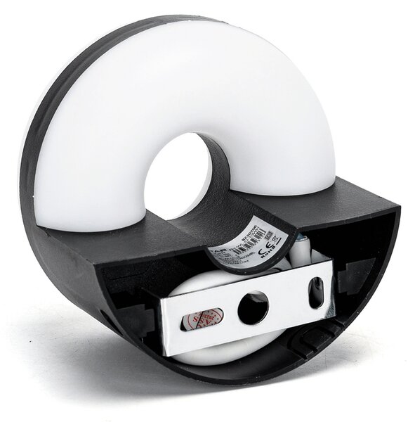 Applique Led da parete Donut 10W rotondo Nero IP65 Bianco freddo 6500K Aigostar