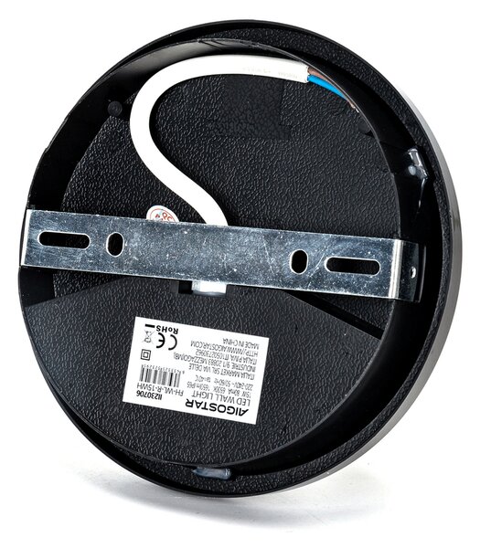 Applique Led da parete slim Round 15W rotondo Nero IP65 Bianco freddo 6500K Aigostar