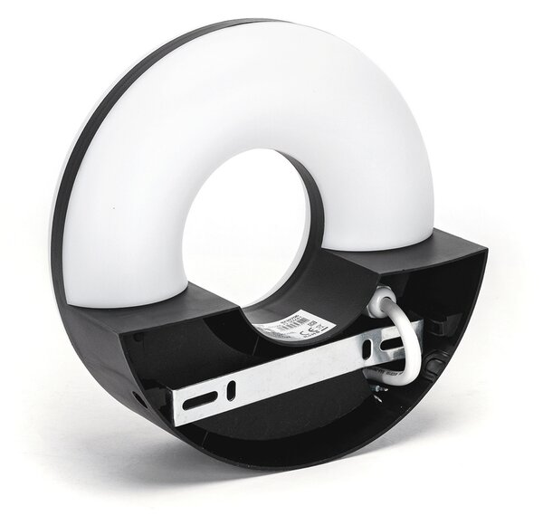Applique Led da parete Donut 30W rotondo Nero IP65 Bianco freddo 6500K Aigostar