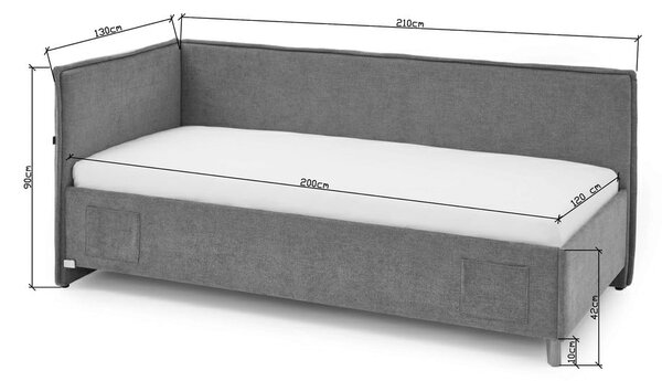 Letto da bambini con sponde beige imbottito con contenitore con rete inclusa 120x200 cm Fun – Meise Möbel