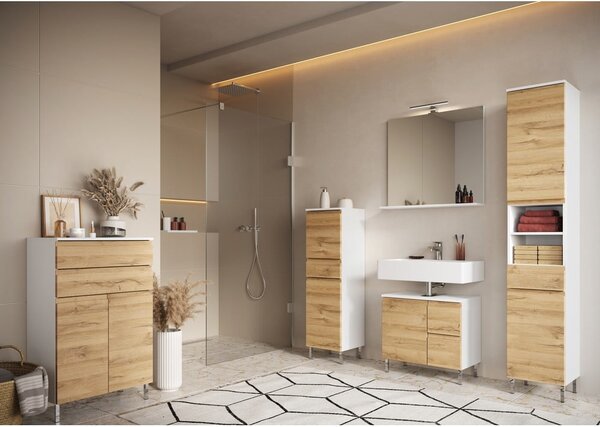 Mobile bianco sotto il lavabo in rovere 60x56 cm Torrance - Germania