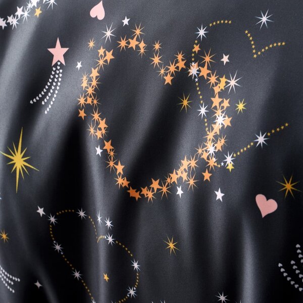 Biancheria da letto bianca e nera per letto matrimoniale 200x200 cm Cosmic Hearts and Stars - Catherine Lansfield