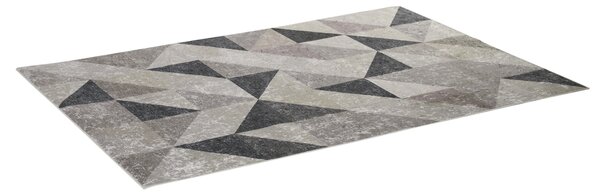 HOMCOM Tappeto Moderno Pelo Corto con Triangoli in Poliestere per Interni,  200x140cm, Grigio Nero e Bianco