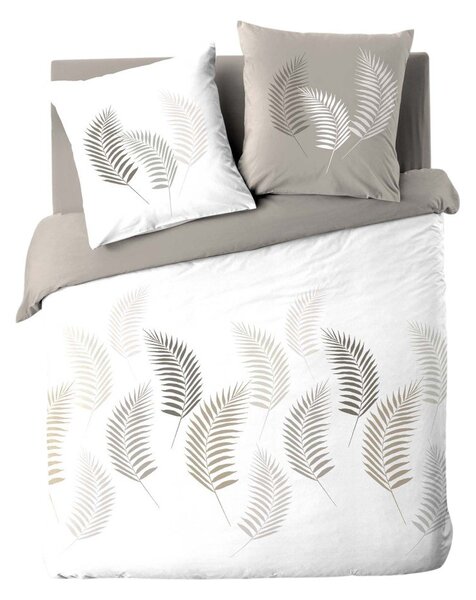Biancheria da letto in cotone bianco e grigio per letto matrimoniale 200x200 cm Goyave - douceur d'intérieur