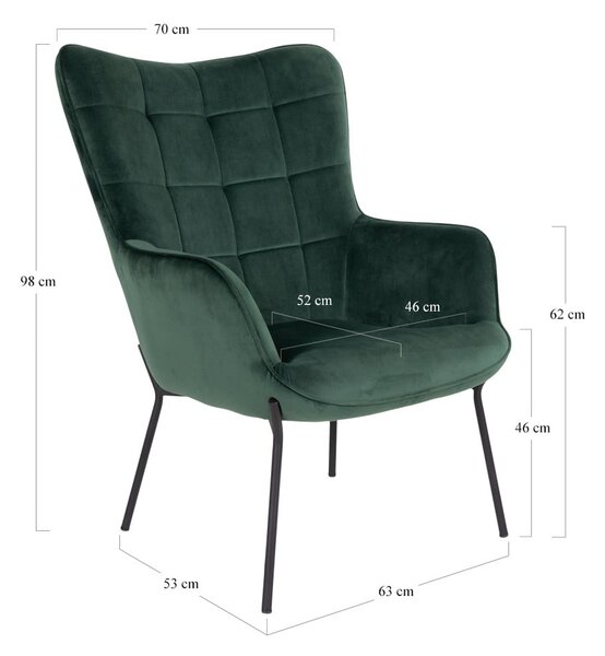 Poltrona verde con rivestimento in velluto Glasgow – Bonami Essentials