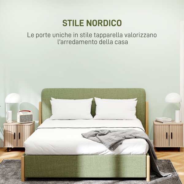 HOMCOM Set 2 Comodini in stile Nordico con Ripiano a 2 Livelli, in Legno e Acciaio, 48x40x48 cm, Nero e Rovere