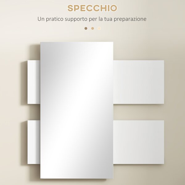HOMCOM Set 2 Pezzi Mobile Cassetto scorrevole e Specchio da Ingresso, Design Sospeso, per soggiorno e camera, in MDF, Grigio e Bianco| Aosom Italy