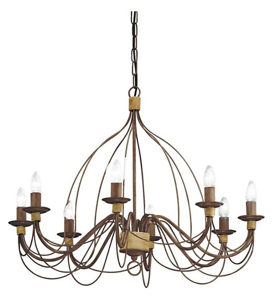 Ideal Lux - Lampadario a sospensione con catena CORTE 8xE14/40W/230V diametro 80 cm rame