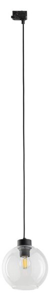Lampadario a sospensione con filo per sistema a binario trifase CUBUS 1xE27/15W/230V nero/limpido