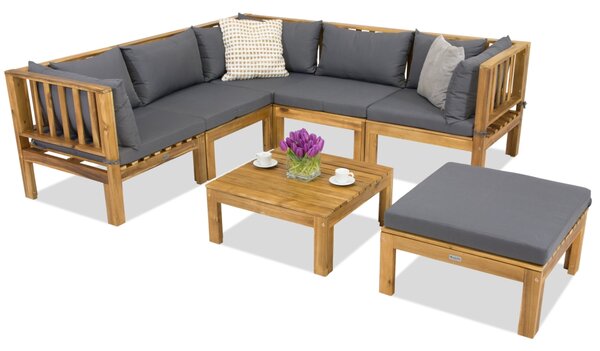 Mobili da giardino Brunei Corner 5 + 1 pouf Garden Point in acacia