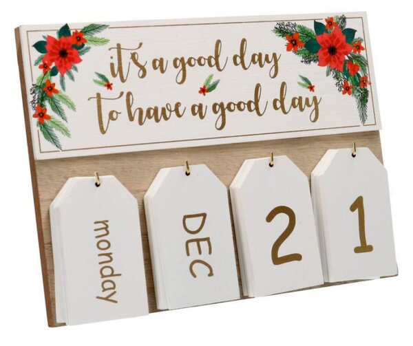 Calendario legno bianco rettangolare cm 25x18x2,5