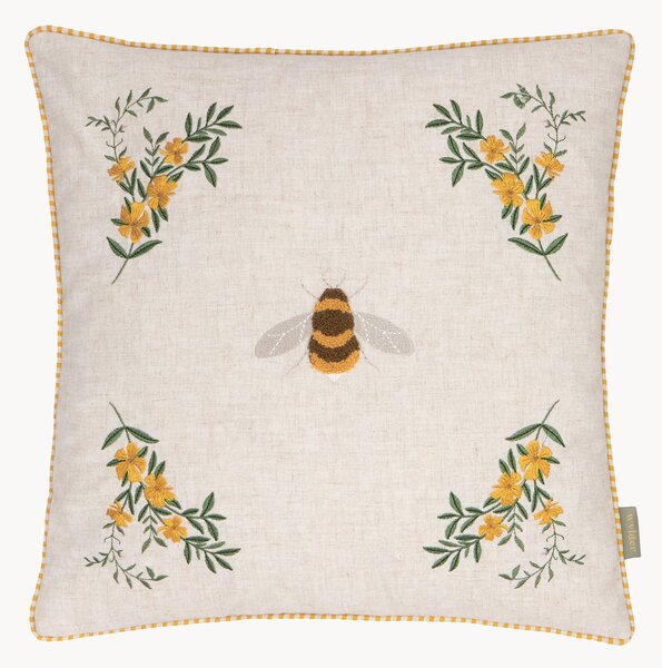 Cuscino ricamato con retro in velluto Ramble Bee