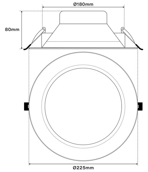 Faro da incasso 24W, Foro Ø180mm - 210mm Bianco da 2.040lm Rotondo Colore Bianco Freddo 6.000K